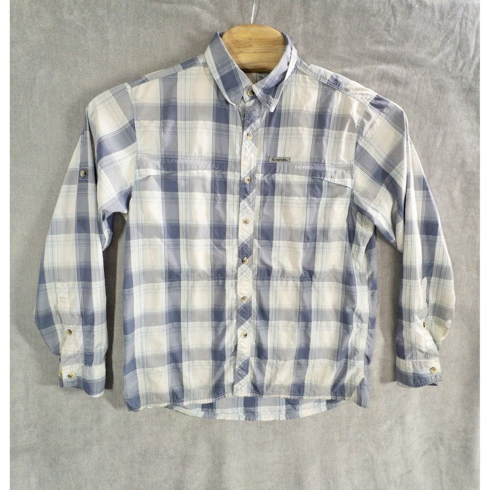 Simms Fishing Guide Series Mens Medium Plaid Button Up Shirt Gorpcore Outdoor
